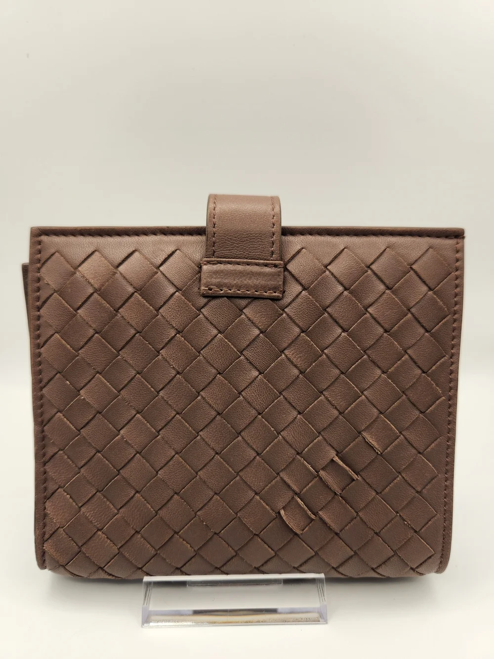 Bottega Veneta Intrecciato Taupe Leather Woven Card Wallet